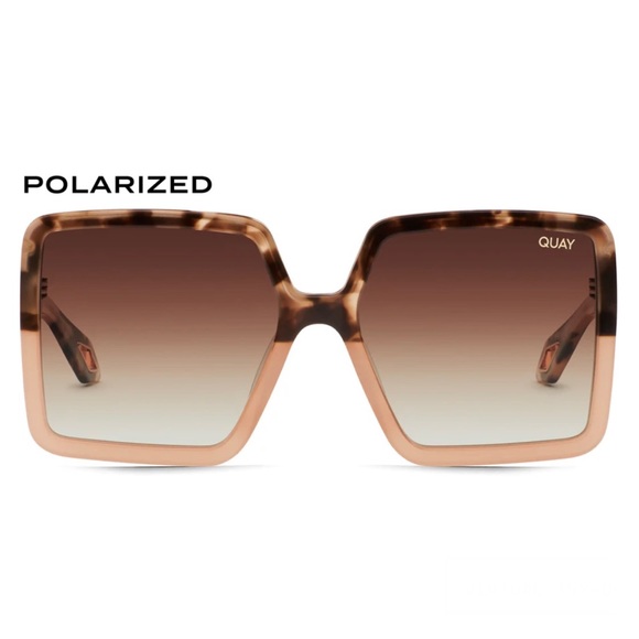 QUAY Almost Ready Sunglasses Polarized Tortoise Doe Frame Brown Fade Lens NWT - Picture 2 of 11